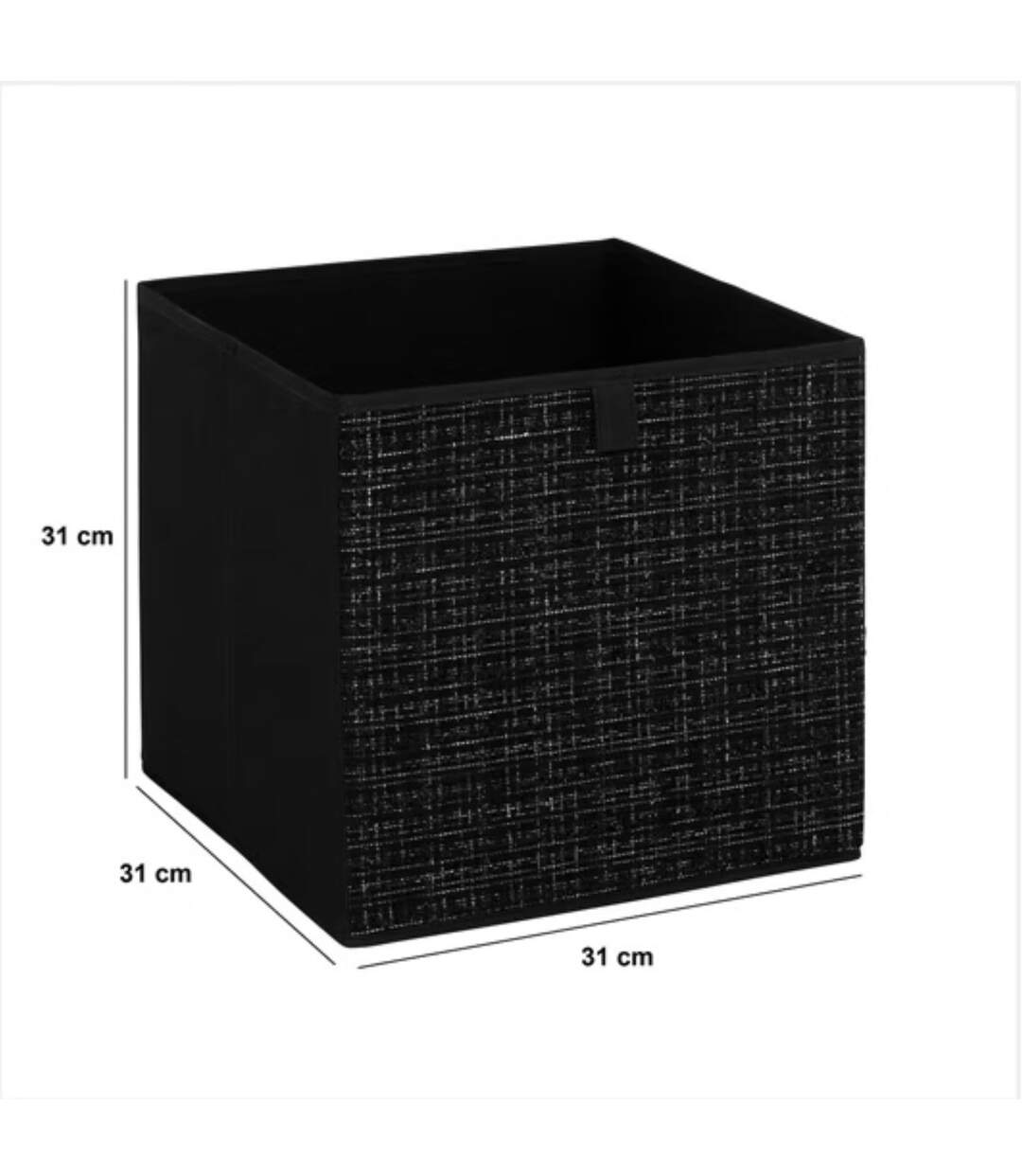 Lot de 6 boites de rangement TWEED - L. 31 x l.31 x H. 31 cm - Noir-4