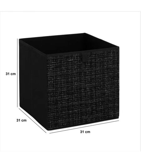 Lot de 6 boites de rangement TWEED - L. 31 x l.31 x H. 31 cm - Noir