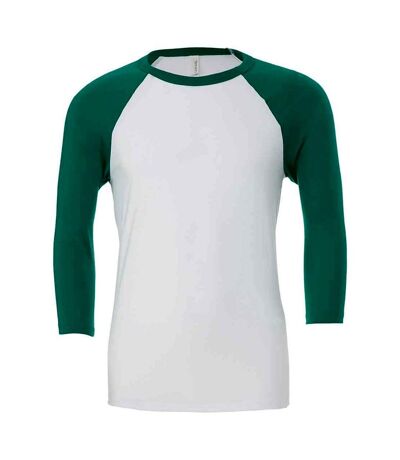 Canvas Unisex Adult 3/4 Sleeve Baseball T-Shirt (White/Kelly Green)