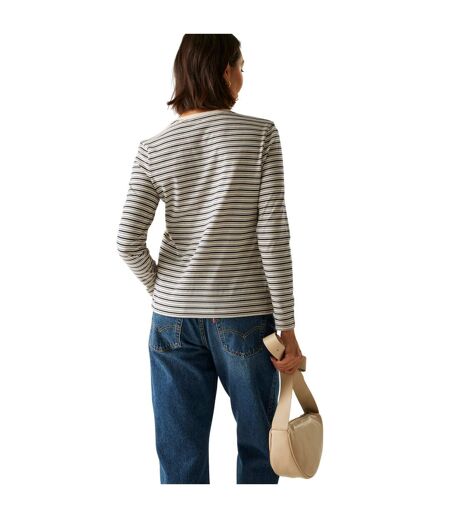 T-shirt Manches Longues Motif/style À Rayures Federica Femme Vanille Clair Bleu Marine Regatta
