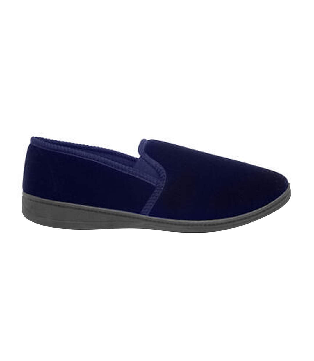 Zedzzz Mens Ross Twin Gusset Velour Slippers (Navy Blue) - UTDF842-3