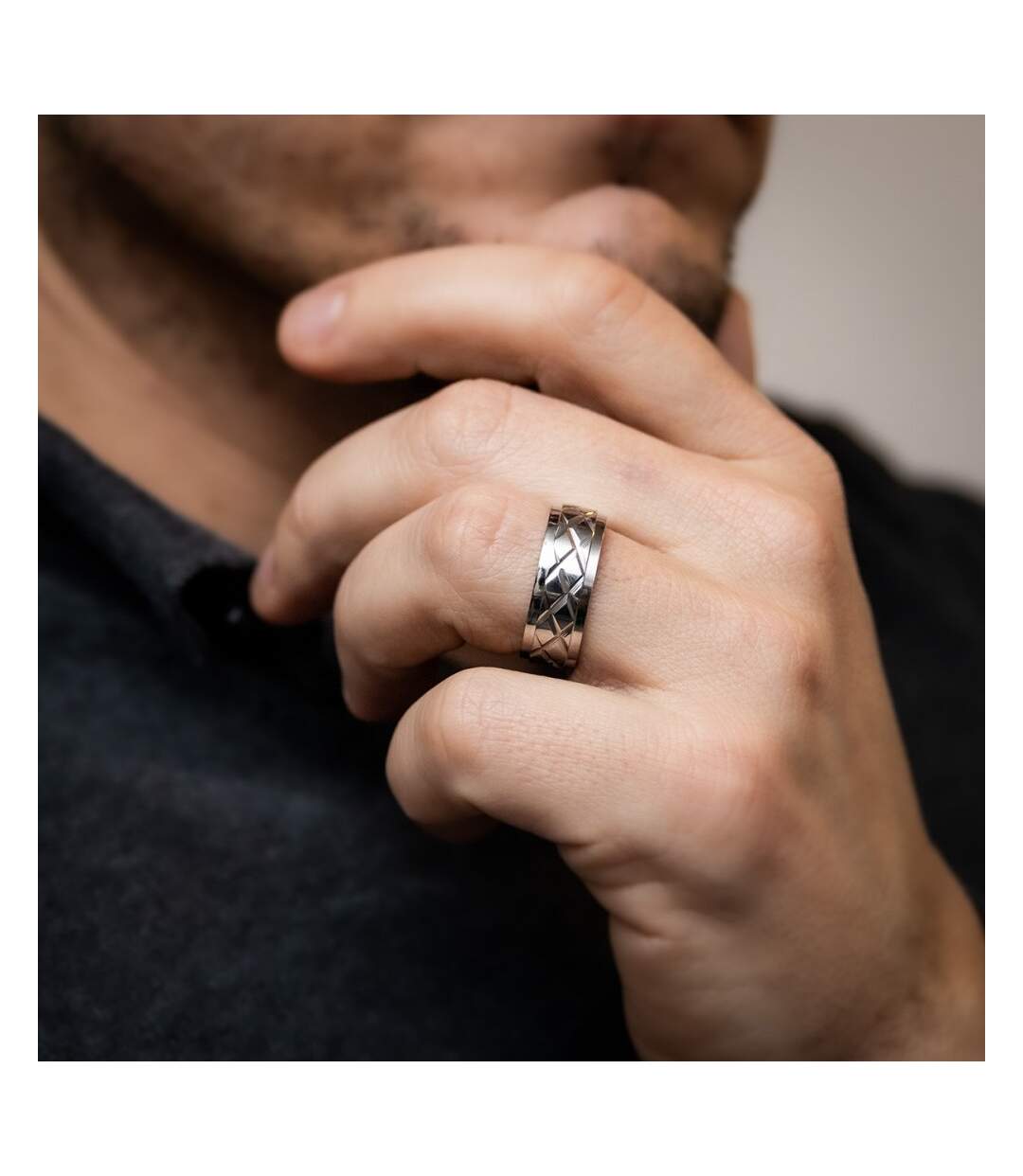 Bague Anneau Homme Acier DELTA