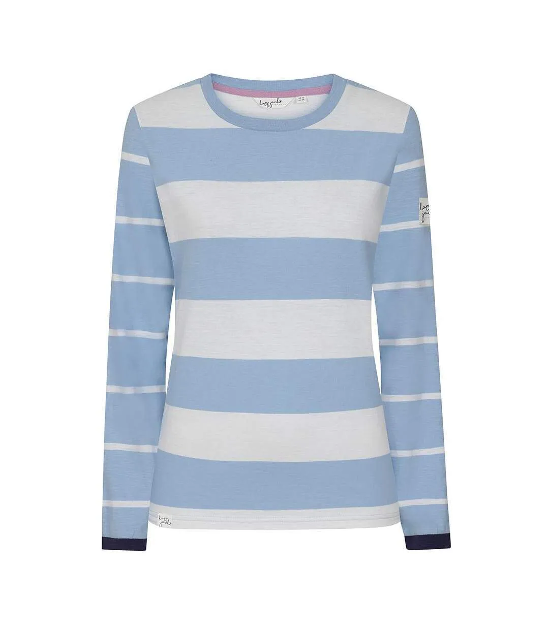 Womens/ladies Striped T-shirt Sky Lazy Jacks-2