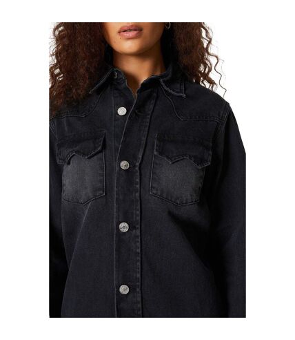 Womens/ladies western denim tall shirt washed black Dorothy Perkins