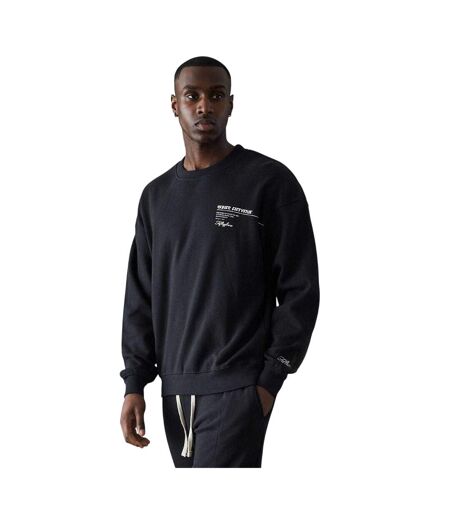 Mens Back Print Crew Neck Sweatshirt Black Fiftyfive