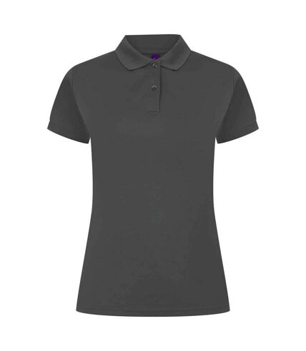 Womens/ladies pique polo shirt charcoal Henbury