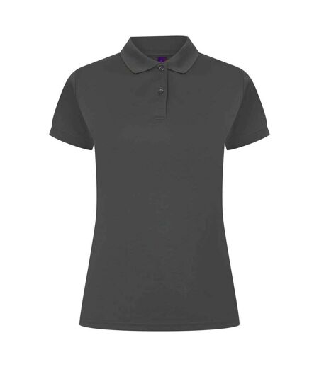 Womens/ladies pique polo shirt charcoal Henbury