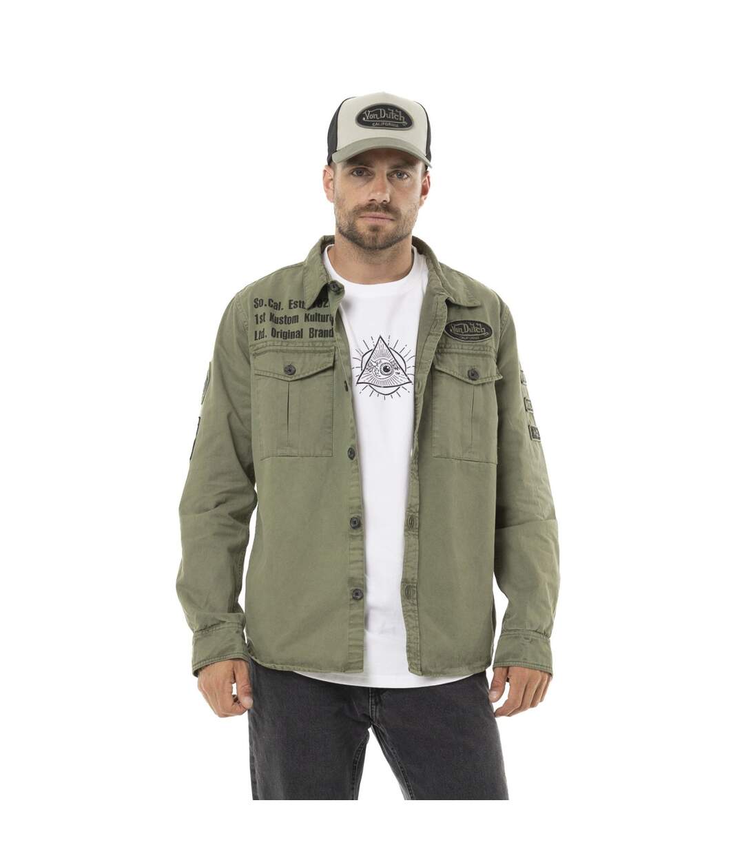 Sur Chemise homme en sergé de coton avec Patchs Cain Vondutch-1