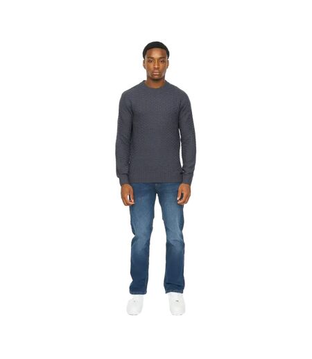 Pull Motif/style Texturé Matera Homme Bleu Marine Duck And Cover