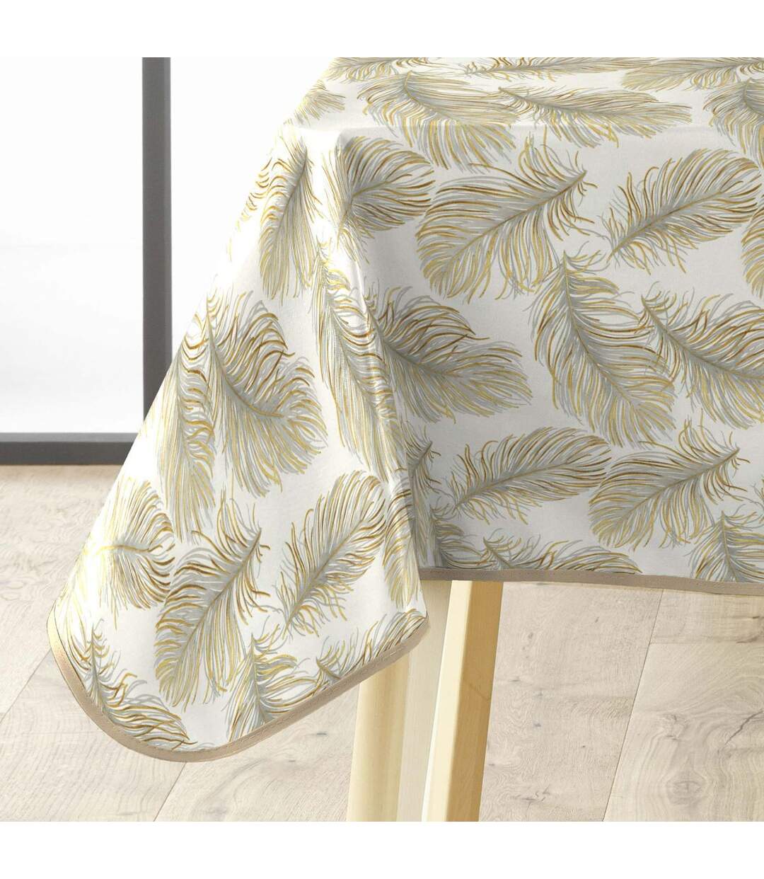 Nappe Toile Cirée Plumina 140x240cm Naturel-2