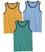 Pack of 3 Men's Colourful Vests - Green Yelllow Blue