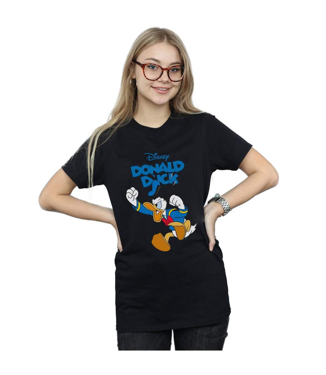 Disney Womens/Ladies Donald Duck Furious Donald Cotton Boyfriend T-Shirt (Noir) - UTBI37433-2