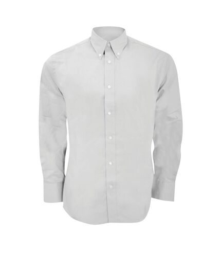 Kustom Kit Mens Long Sleeve Tailored Fit Premium Oxford Shirt (White)