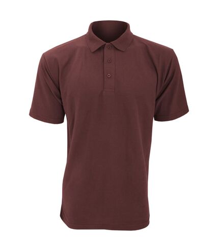 UCC 50/50 Mens Plain Piqué Short Sleeve Polo Shirt (Burgundy)