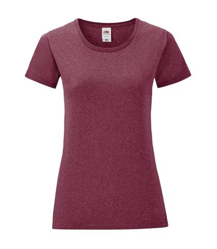 Womens/ladies iconic t-shirt heather burgundy Fruit of the Loom