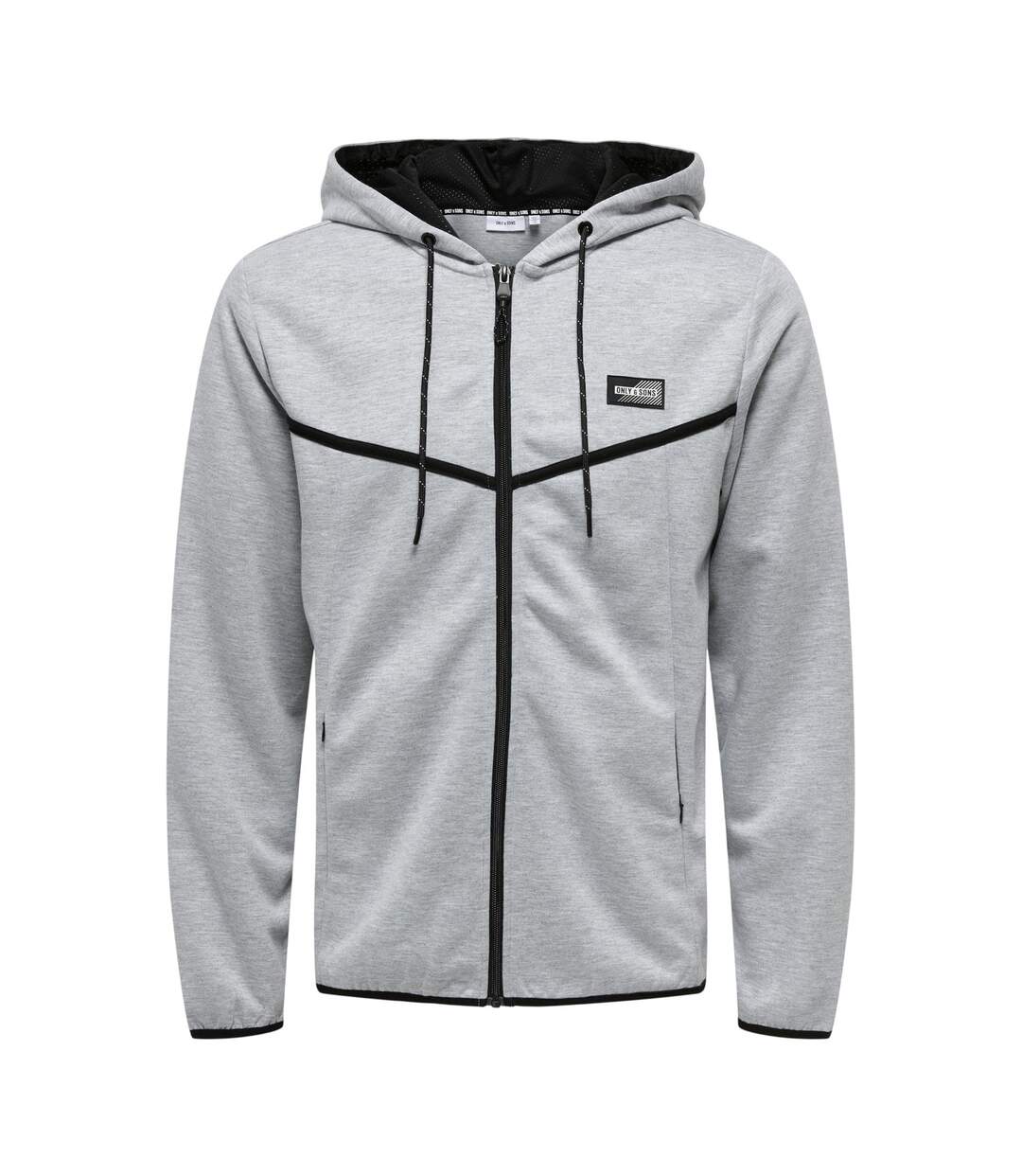 Veste De Survêtement Motif/style Passepoil Contrasté Homme Gris Clair Chiné Only-2