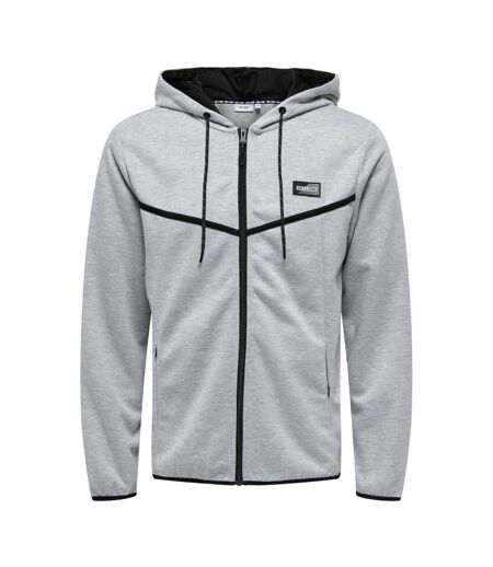 Veste De Survêtement Motif/style Passepoil Contrasté Homme Gris Clair Chiné Only