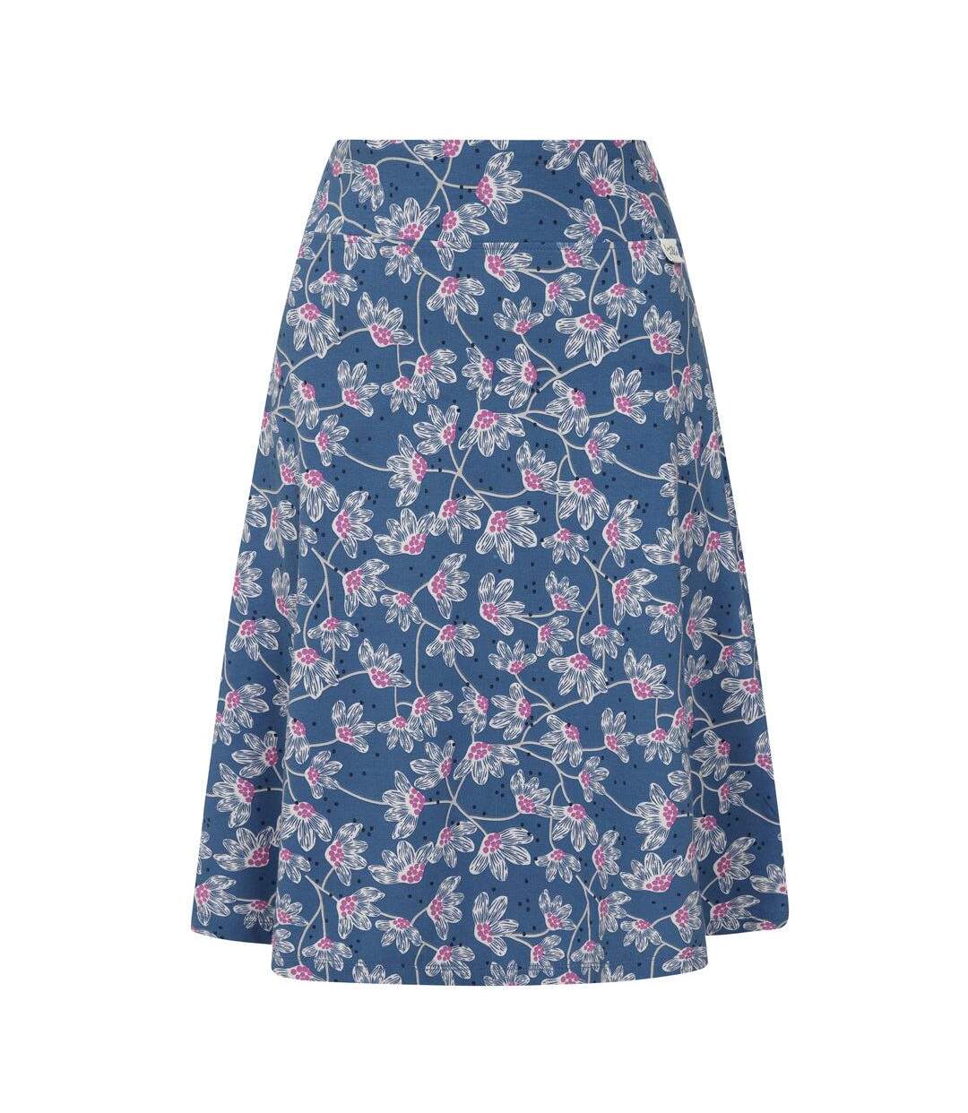 Jupe Mi-longue Motif/style Fleurs Sauvages Femme Bleu Rose Lazy Jacks-1