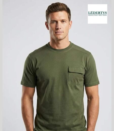 Tee-shirt Chasse LY0600 Homme Ledertys avec Renforts Épaules Kaki