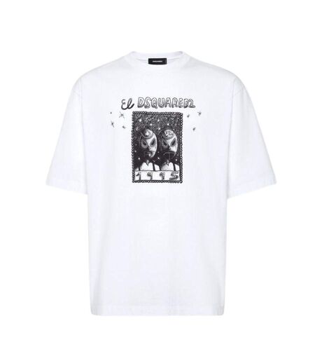 T-shirt Motif/style Dessin Animé Homme Blanc DSquared2