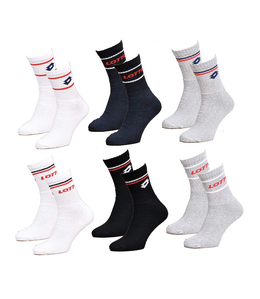 Chaussettes homme LOTTO TENNIS Pack de 6 Paires Assorties