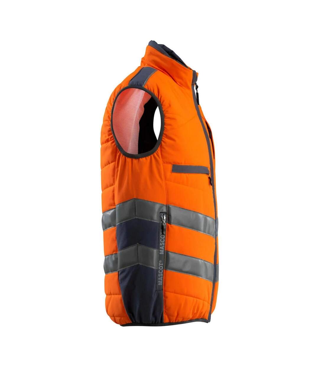 Gilet Haute Visibilité Safe Supreme Grimsby Adulte Orange Fluo Bleu Marine Foncé Mascot-3