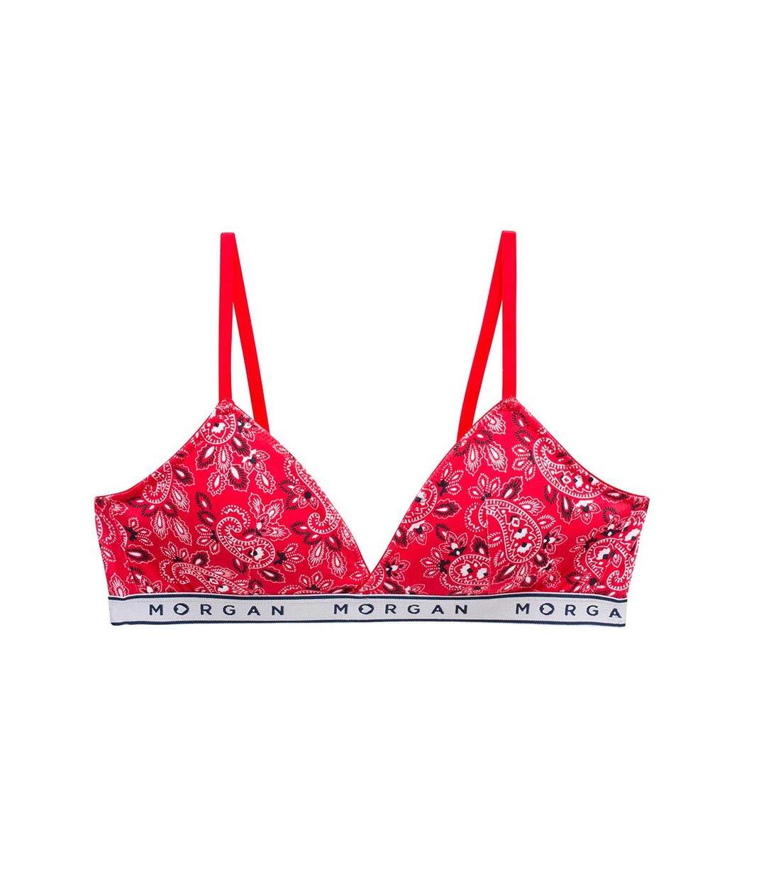 Soutien-gorge triangle coques amovibles en coton rouge Isa