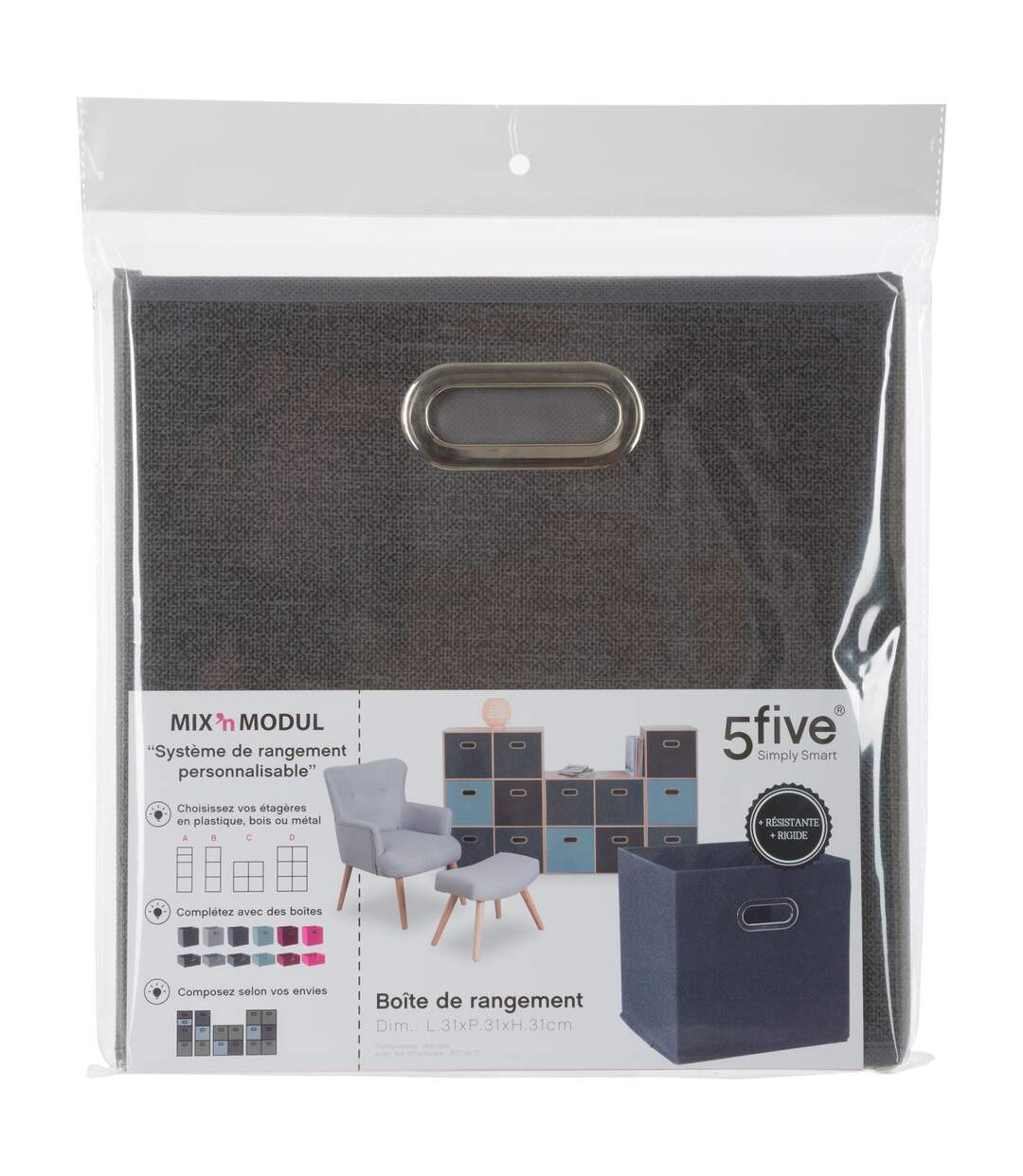 Lot de 2 Boites  de rangement pliable - 31 x 31 - Noir-4