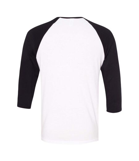 Canvas T-shirt De Baseball À Manches 3/4 Homme Blanc Noir Bella + Canvas