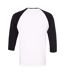 Canvas T-shirt De Baseball À Manches 3/4 Homme Blanc Noir Bella + Canvas-2
