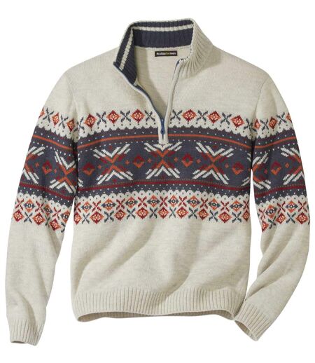 Pletený sveter so žakárovým motívom