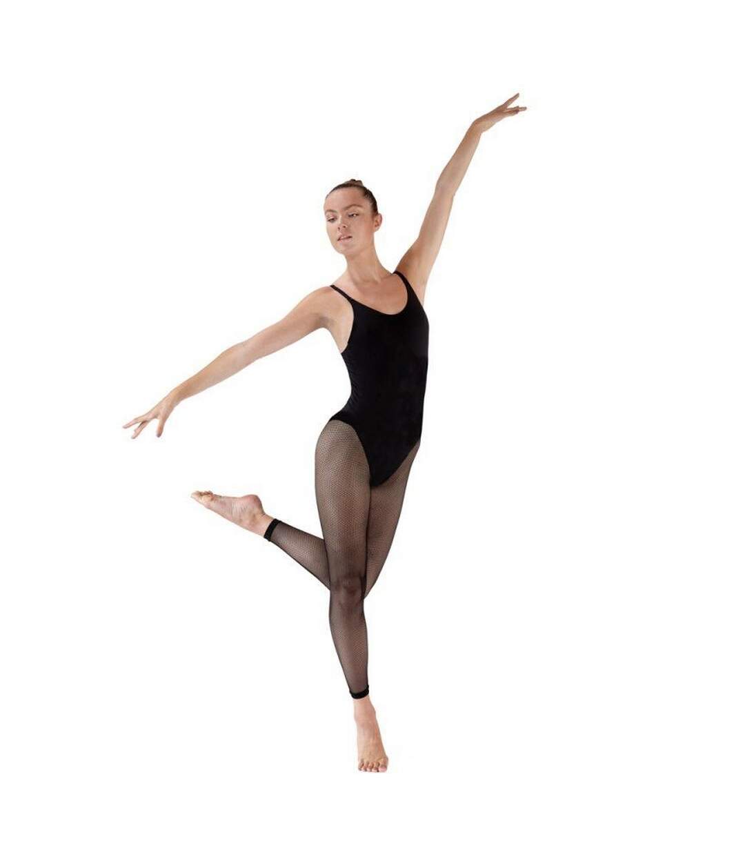 Womens/ladies Fishnet Footless Dance Tights Black Silky Dance-1