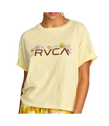 T-shirt Jaune Femme RVCA Retro Floral Ss