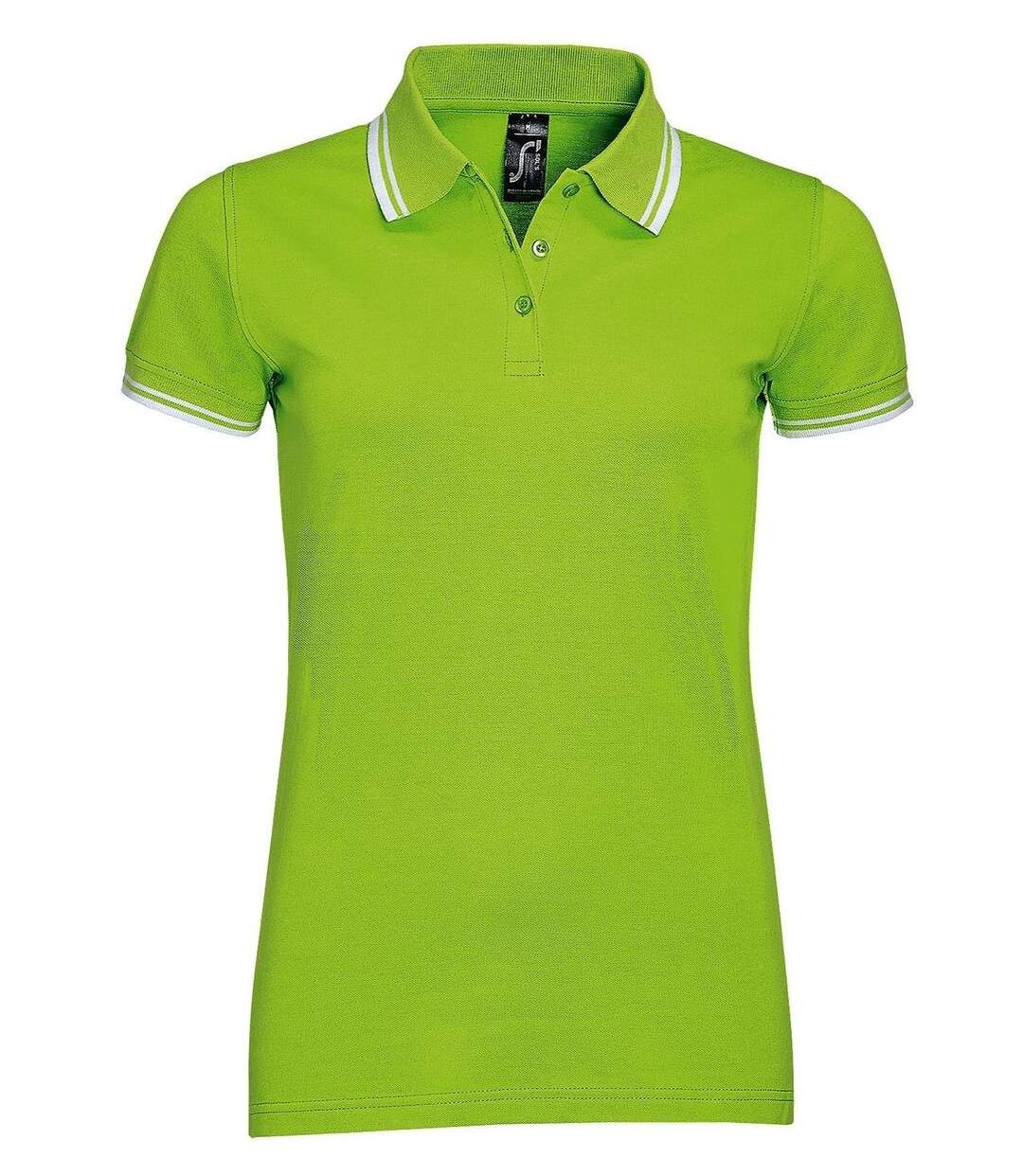 Polo femme - 00578 - vert lime et blanc