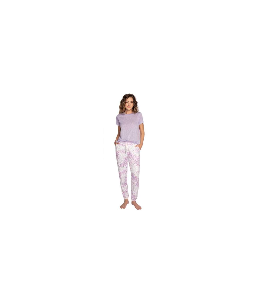 Womens/ladies Leopard Joggers Off White PJ Salvage-1