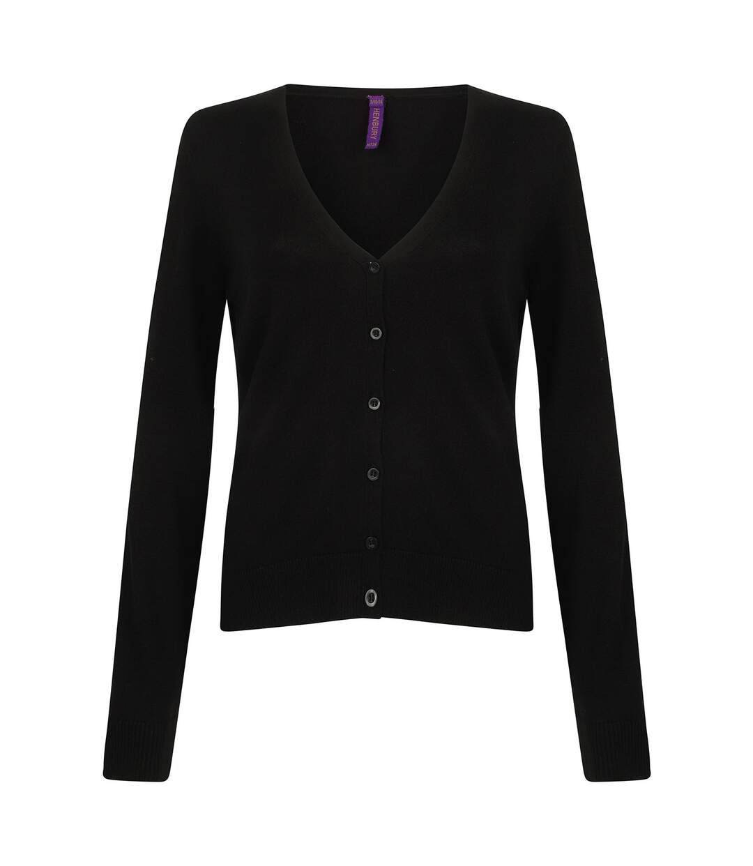 Womens/ladies lightweight v neck cardigan black Henbury