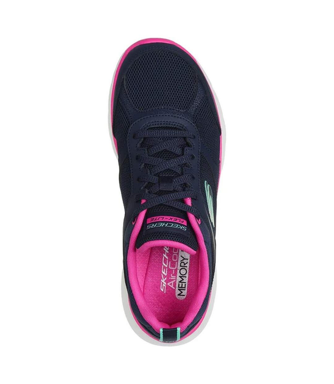 Womens/ladies flex appeal 5.0 fresh touch leather trainers navy/hot pink Skechers-4
