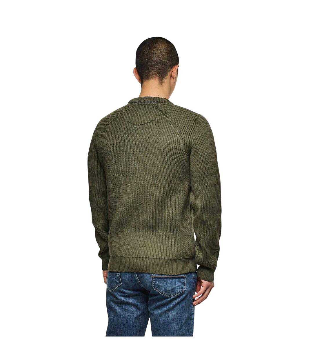 Mens Morello Rib Knit Jumper Green Weekend Offender-3