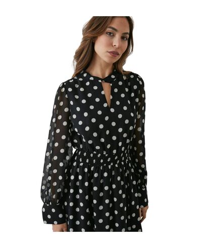 Principles Womens/Ladies Spotted Keyhole Dress (Black) - UTDH6291