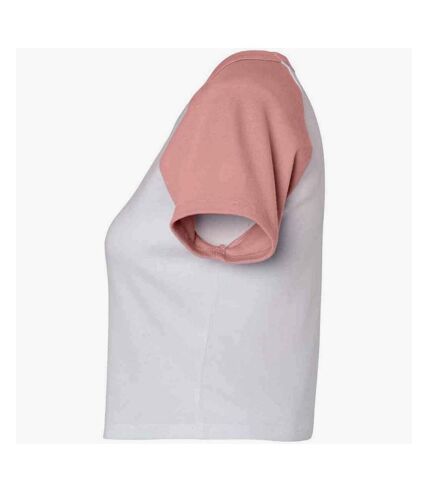 T-shirt court femme blanc / rose Bella + Canvas