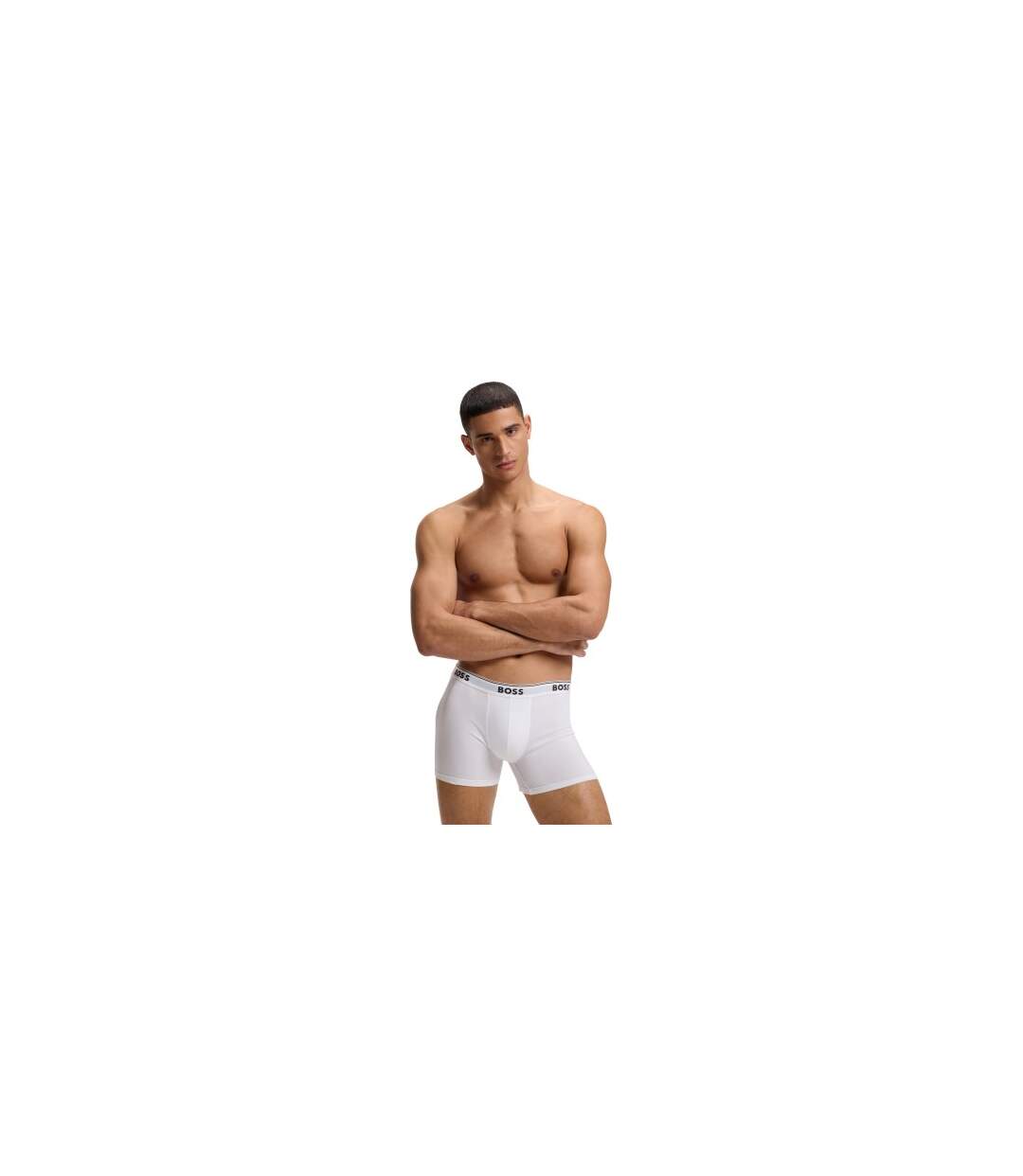 Pack Of 3  Mens Logo Boxer Briefs  White Boss-1