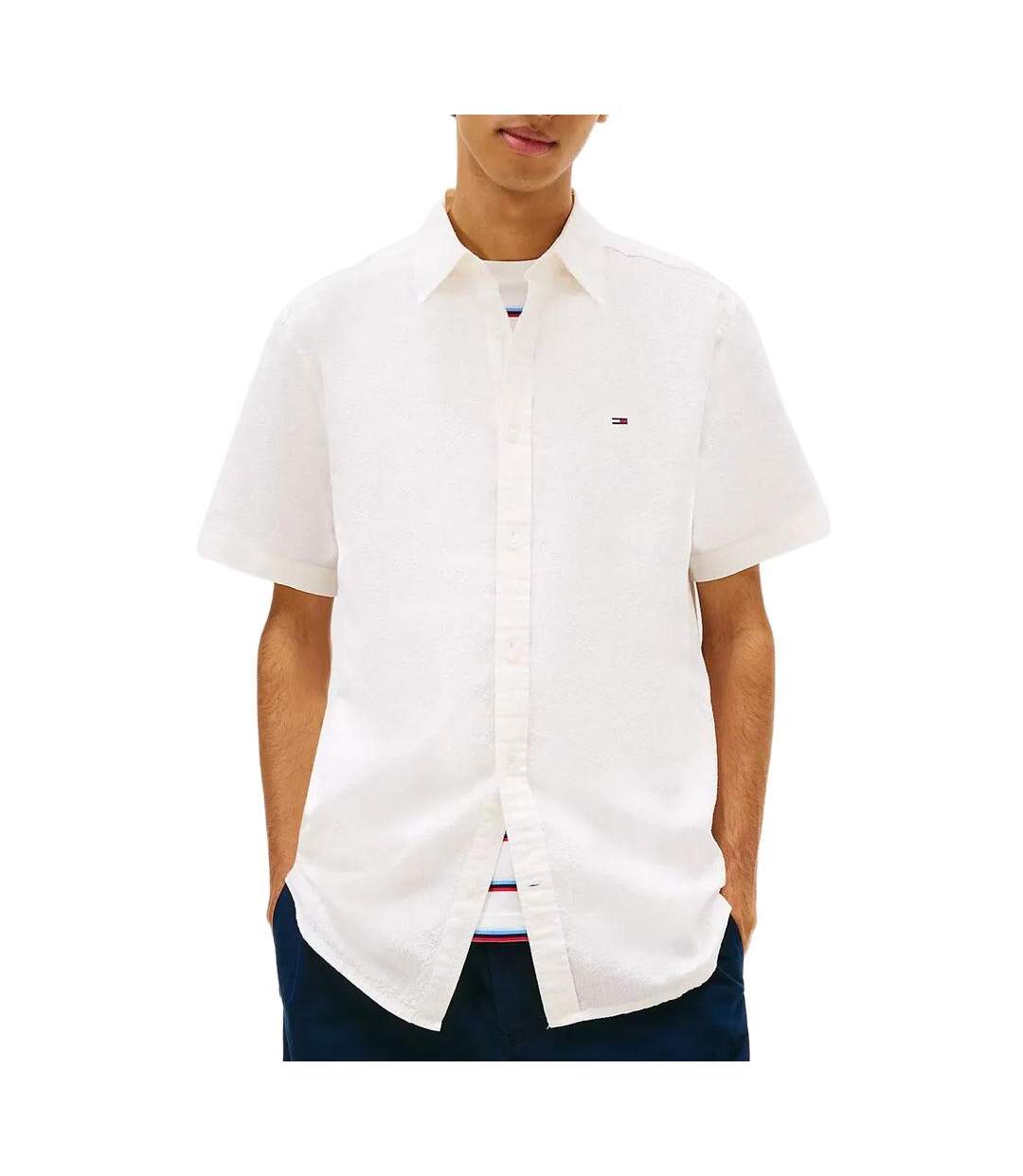 Chemise blanche homme tommy hilfiger seersucker-1