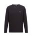 Mens Embroidered Logo Crew Neck Long-sleeved T-shirt Black Boss-1