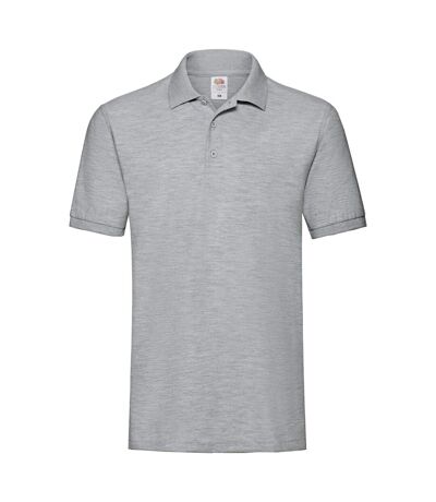 Mens premium pique polo shirt amber heather Fruit of the Loom