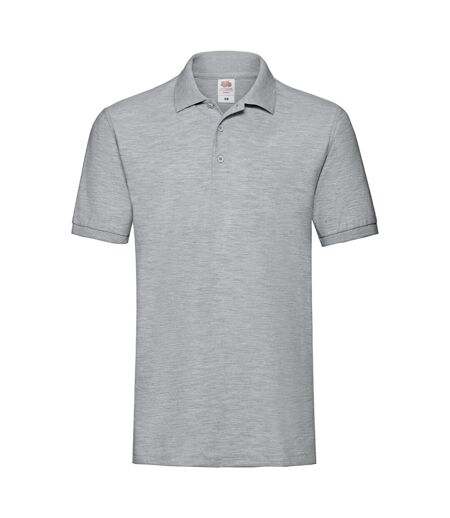 Mens premium pique polo shirt amber heather Fruit of the Loom