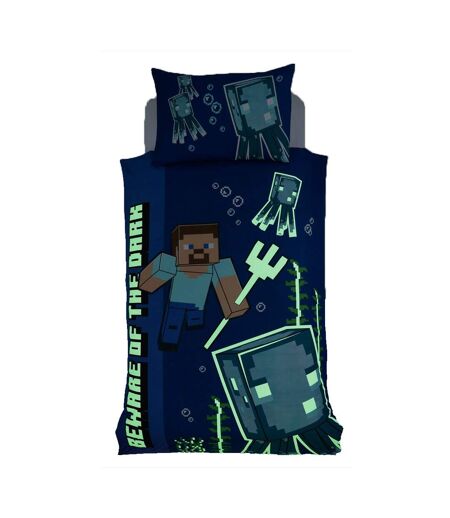 Beware Of The Dark Single Duvet Cover Set Multicoloured Minecraft