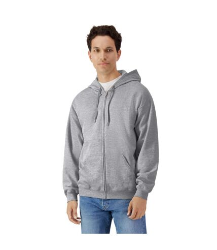 Mens softstyle midweight full zip hoodie sports grey Gildan