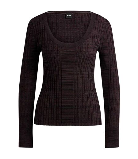 Womens/ladies Viscose Scoop Neck Sweater Top Brown Boss