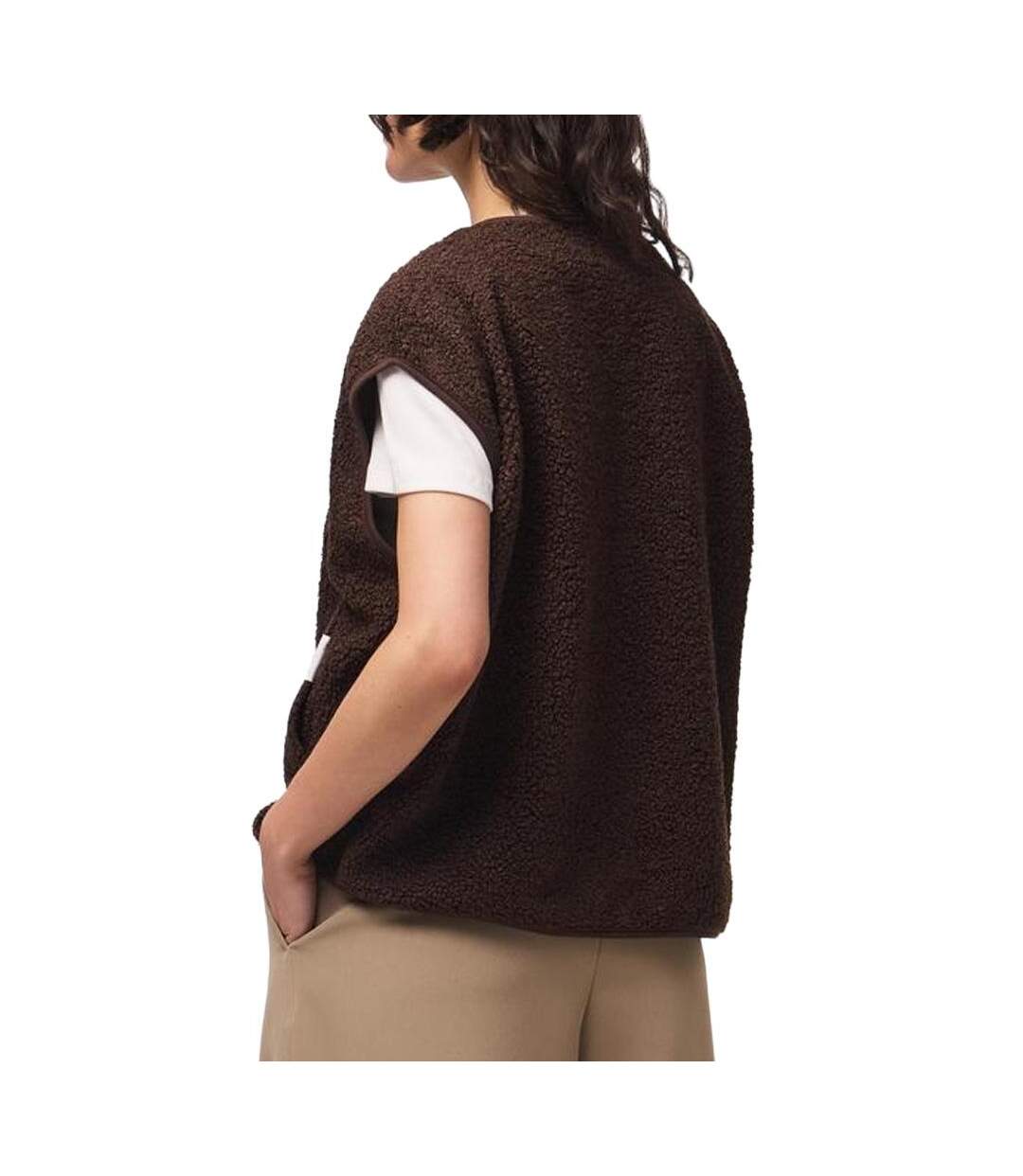 Gilet sans manche marron femme pieces katty-2