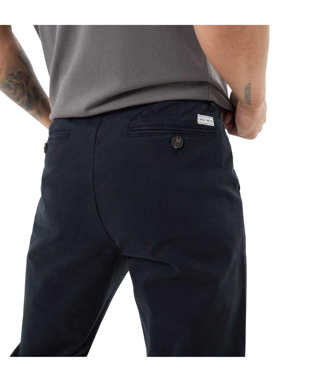Mens Chino Plain Slim Trousers Black Jack Wills-4